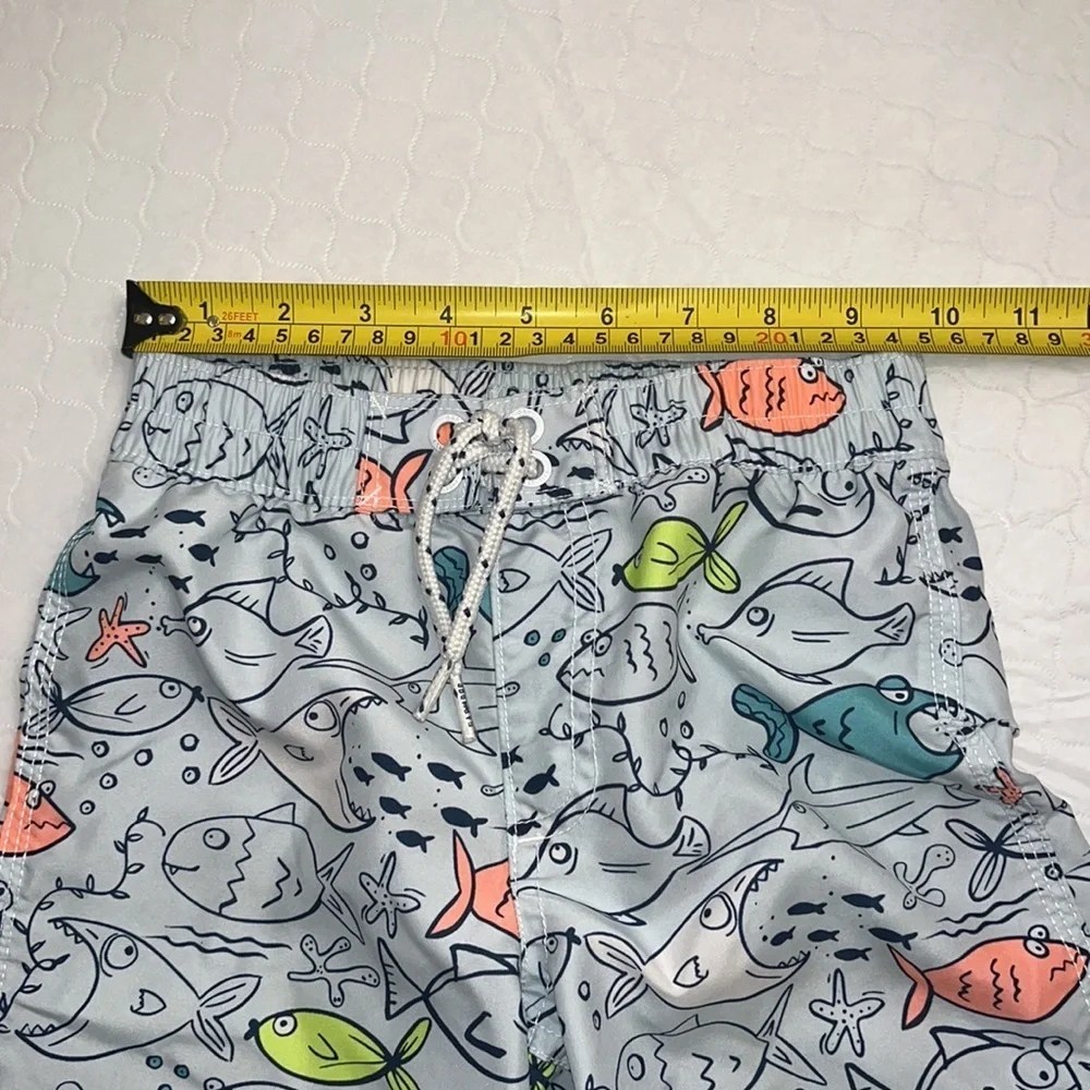 Gap fish and shark print lined swim trunks in Blue Cloud